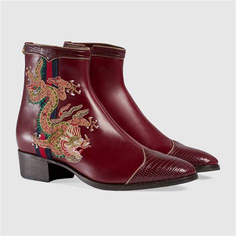 gucci leather boot with dragon|gucci leather boots for women.